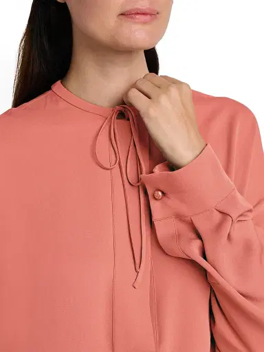 Giorgio Armani Women's Silk Tieneck Tunic Blouse - Solid Dark Orange | Thumbnail 6 Giorgio Armani Women's Silk Tieneck Tunic Blouse - Solid Dark Orange | Thumbnail 6