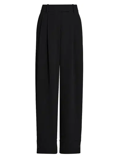 Giorgio Armani Women's Silk Straight-Leg Pants - Solid Black | Thumbnail 1 Giorgio Armani Women's Silk Straight-Leg Pants - Solid Black | Thumbnail 1