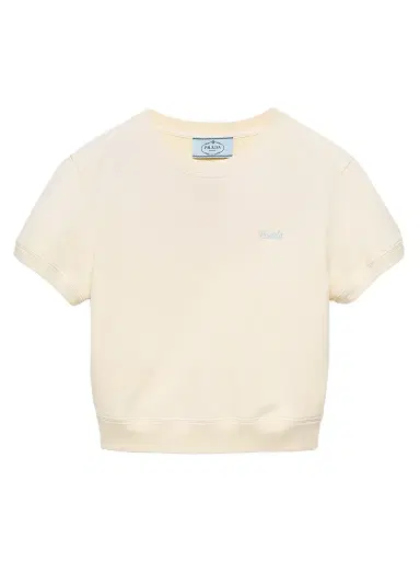 Prada Women's Cotton Fleece Crew-Neck T-Shirt - Yellow | Thumbnail 1 Prada Women's Cotton Fleece Crew-Neck T-Shirt - Yellow | Thumbnail 1