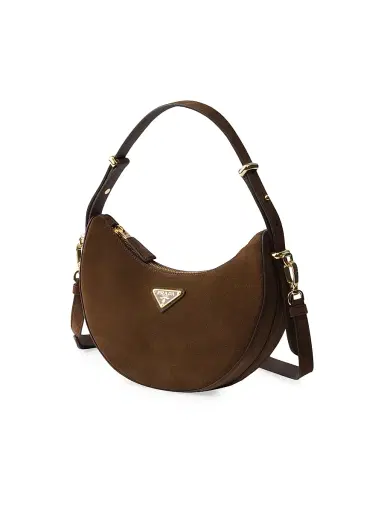 Prada Women's Arque Mini Suede Shoulder Bag - Brown | Thumbnail 2 Prada Women's Arque Mini Suede Shoulder Bag - Brown | Thumbnail 2