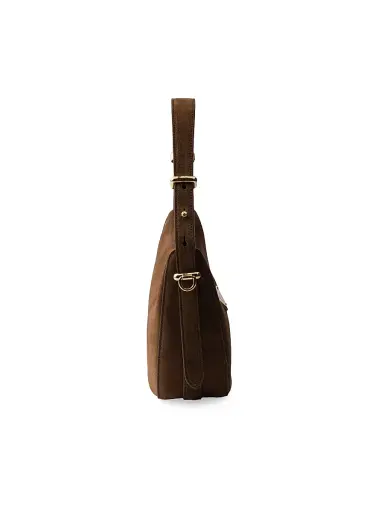 Prada Women's Arque Mini Suede Shoulder Bag - Brown | Thumbnail 4 Prada Women's Arque Mini Suede Shoulder Bag - Brown | Thumbnail 4