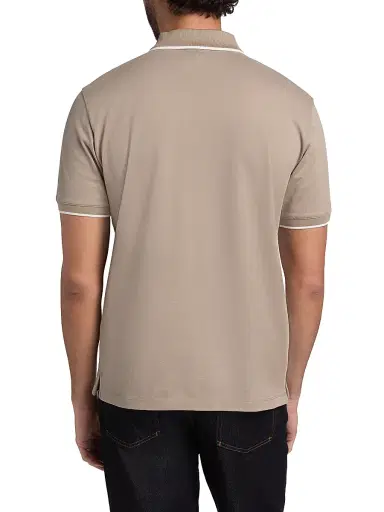 Emporio Armani Men's Rib-Knit Trim Cotton Polo Shirt - Vintage Khaki | Thumbnail 5 Emporio Armani Men's Rib-Knit Trim Cotton Polo Shirt - Vintage Khaki | Thumbnail 5