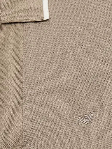 Emporio Armani Men's Rib-Knit Trim Cotton Polo Shirt - Vintage Khaki | Thumbnail 7 Emporio Armani Men's Rib-Knit Trim Cotton Polo Shirt - Vintage Khaki | Thumbnail 7