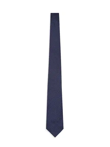 Giorgio Armani Men's Woven-Effect Silk Jacquard Tie - Blu Notte | Thumbnail 1 Giorgio Armani Men's Woven-Effect Silk Jacquard Tie - Blu Notte | Thumbnail 1