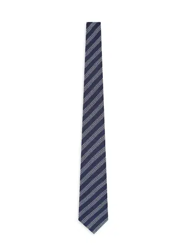 Giorgio Armani Men's Striped Woven Silk Jacquard Tie - Blu Notte | Thumbnail 1 Giorgio Armani Men's Striped Woven Silk Jacquard Tie - Blu Notte | Thumbnail 1