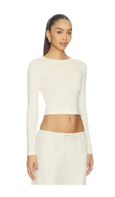 Enza Costa Supima Baby Rib Long Sleeve Cropped Top | Thumbnail 2 Enza Costa Supima Baby Rib Long Sleeve Cropped Top | Thumbnail 2
