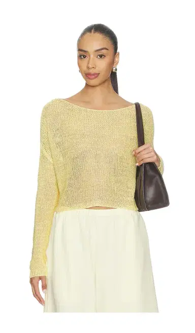 Enza Costa Linen Open Knit Bateau Sweater | Thumbnail 1 Enza Costa Linen Open Knit Bateau Sweater | Thumbnail 1