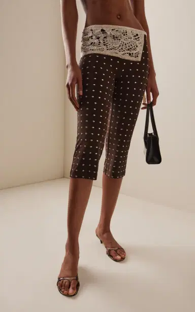 SIEDRÉS Gianna Lace-Detailed Studded Capri Pants | Thumbnail 3 SIEDRÉS Gianna Lace-Detailed Studded Capri Pants | Thumbnail 3