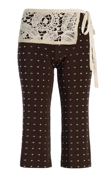 SIEDRÉS Gianna Lace-Detailed Studded Capri Pants | Thumbnail 1 SIEDRÉS Gianna Lace-Detailed Studded Capri Pants | Thumbnail 1