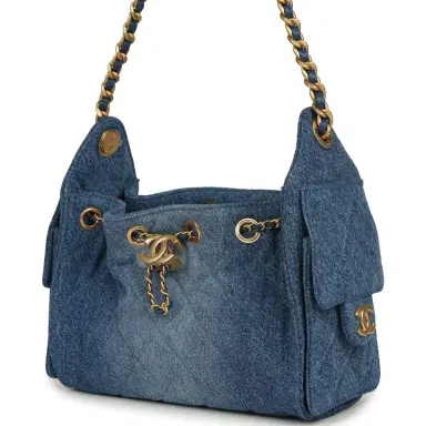 Chanel Chanel Mini 25 Hobo Bag Blue Washed Denim Antique Gold Hardware | Thumbnail 5 Chanel Chanel Mini 25 Hobo Bag Blue Washed Denim Antique Gold Hardware | Thumbnail 5