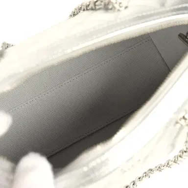 Chanel Chanel Mini Timeless Classic Barrel Bag with Chain Metallic Silver Shiny Caviar Silver Hardware | Thumbnail 8 Chanel Chanel Mini Timeless Classic Barrel Bag with Chain Metallic Silver Shiny Caviar Silver Hardware | Thumbnail 8