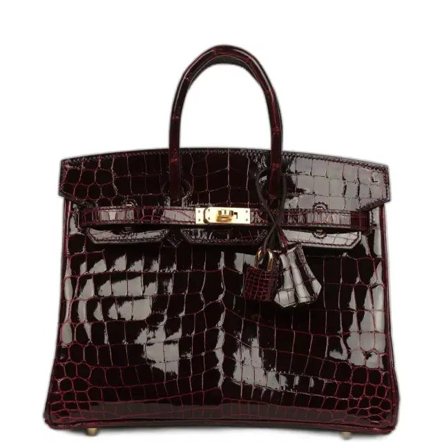 Hermes Birkin 25 Bordeaux Shiny Niloticus Crocodile Gold Hardware Hermes Birkin 25 Bordeaux Shiny Niloticus Crocodile Gold Hardware