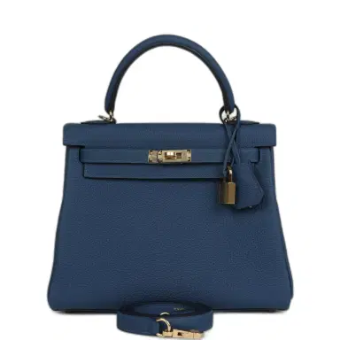HERMÈS Hermes Kelly Retourne 25 Bleu Tie Togo Permabrass Hardware | Thumbnail 1 HERMÈS Hermes Kelly Retourne 25 Bleu Tie Togo Permabrass Hardware | Thumbnail 1