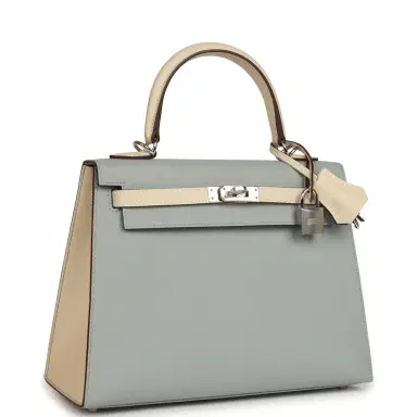 HERMÈS Hermes Special Order (HSS) Kelly Sellier 25 Bleu Glacier and Craie Epsom Palladium Hardware | Thumbnail 2 HERMÈS Hermes Special Order (HSS) Kelly Sellier 25 Bleu Glacier and Craie Epsom Palladium Hardware | Thumbnail 2