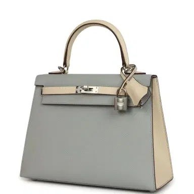 HERMÈS Hermes Special Order (HSS) Kelly Sellier 25 Bleu Glacier and Craie Epsom Palladium Hardware | Thumbnail 5 HERMÈS Hermes Special Order (HSS) Kelly Sellier 25 Bleu Glacier and Craie Epsom Palladium Hardware | Thumbnail 5