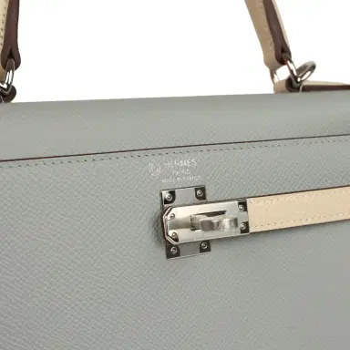 HERMÈS Hermes Special Order (HSS) Kelly Sellier 25 Bleu Glacier and Craie Epsom Palladium Hardware | Thumbnail 7 HERMÈS Hermes Special Order (HSS) Kelly Sellier 25 Bleu Glacier and Craie Epsom Palladium Hardware | Thumbnail 7