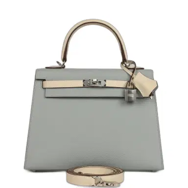 HERMÈS Hermes Special Order (HSS) Kelly Sellier 25 Bleu Glacier and Craie Epsom Palladium Hardware | Thumbnail 1 HERMÈS Hermes Special Order (HSS) Kelly Sellier 25 Bleu Glacier and Craie Epsom Palladium Hardware | Thumbnail 1