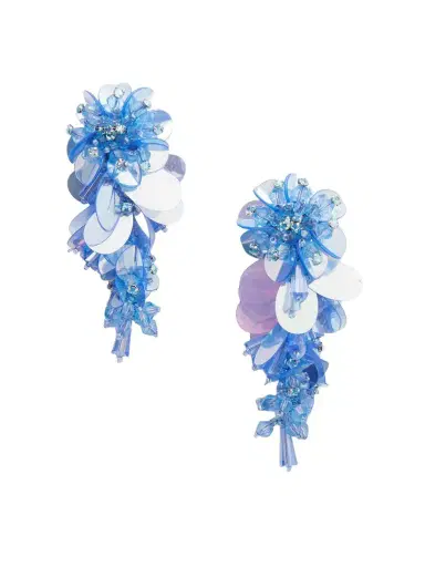 Oscar de la Renta Bouquet Tasseled Beaded Gold-tone Crystal Clip Earrings | Thumbnail 1 Oscar de la Renta Bouquet Tasseled Beaded Gold-tone Crystal Clip Earrings | Thumbnail 1