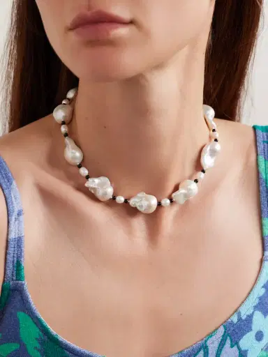 Gohar World Host Silver, Pearl And Onyx Necklace | Thumbnail 2 Gohar World Host Silver, Pearl And Onyx Necklace | Thumbnail 2