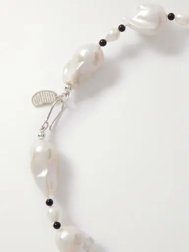 Gohar World Host Silver, Pearl And Onyx Necklace | Thumbnail 3 Gohar World Host Silver, Pearl And Onyx Necklace | Thumbnail 3