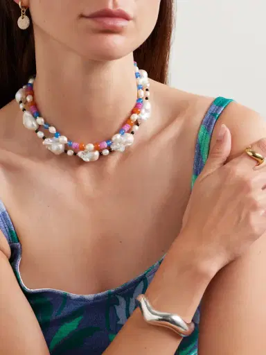 Gohar World Host Silver, Pearl And Onyx Necklace | Thumbnail 5 Gohar World Host Silver, Pearl And Onyx Necklace | Thumbnail 5