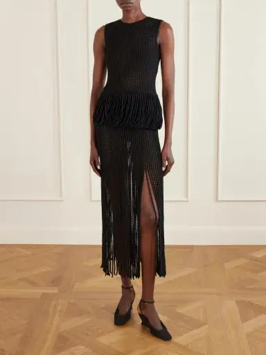Alaïa Knitted Fringed Midi Skirt | Thumbnail 2 Alaïa Knitted Fringed Midi Skirt | Thumbnail 2