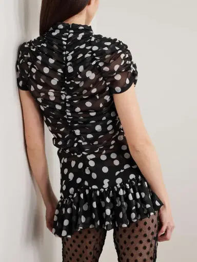 Dries Van Noten Ruffled Polka-dot Crepon Blouse | Thumbnail 3 Dries Van Noten Ruffled Polka-dot Crepon Blouse | Thumbnail 3