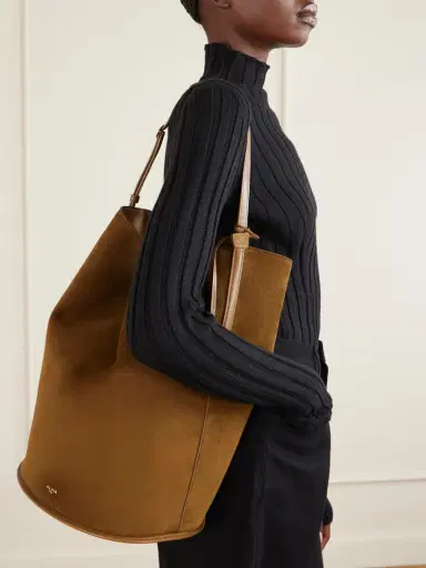 Alaïa Hip Large Leather-trimmed Suede Bucket Bag | Thumbnail 2 Alaïa Hip Large Leather-trimmed Suede Bucket Bag | Thumbnail 2