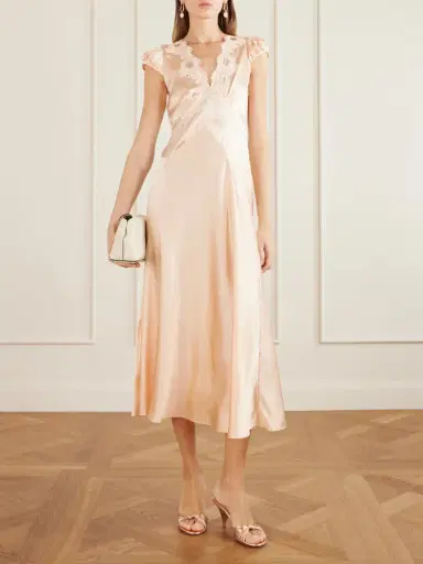 DÔEN Coraline Corded Lace-trimmed Silk-satin Midi Dress | Thumbnail 2 DÔEN Coraline Corded Lace-trimmed Silk-satin Midi Dress | Thumbnail 2