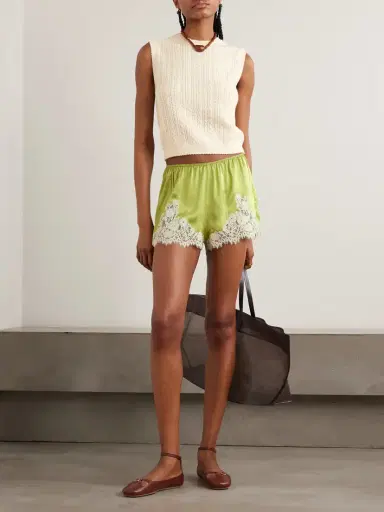 DÔEN Iona Lace-trimmed Silk-satin Shorts | Thumbnail 2 DÔEN Iona Lace-trimmed Silk-satin Shorts | Thumbnail 2