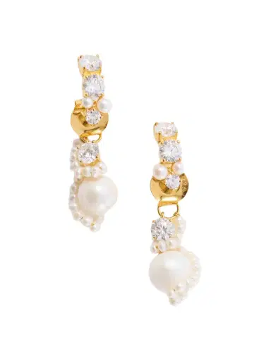 Completedworks Gold-plated Cubic Zirconia And Peal Hoop Earrings | Thumbnail 1 Completedworks Gold-plated Cubic Zirconia And Peal Hoop Earrings | Thumbnail 1