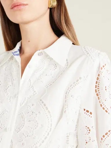 Camilla Tie-detailed Broderie Anglaise Cotton Midi Shirt Dress | Thumbnail 4 Camilla Tie-detailed Broderie Anglaise Cotton Midi Shirt Dress | Thumbnail 4
