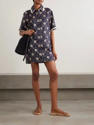 Sea Gloria Embroidered Printed Linen Mini Dress | Thumbnail 2 Sea Gloria Embroidered Printed Linen Mini Dress | Thumbnail 2