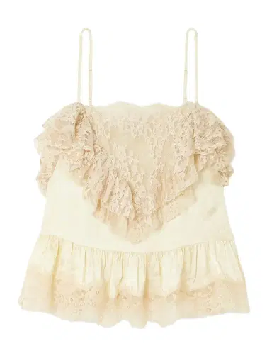 Sea Ethel Ruffled Lace And Satin-jacquard Camisole | Thumbnail 1 Sea Ethel Ruffled Lace And Satin-jacquard Camisole | Thumbnail 1