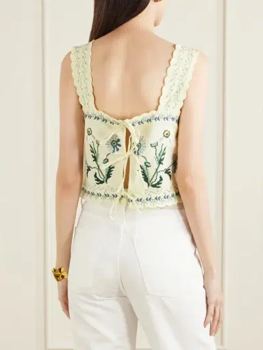 Sea Audra Scalloped Embroidered Cotton And Linen-blend Top | Thumbnail 3 Sea Audra Scalloped Embroidered Cotton And Linen-blend Top | Thumbnail 3