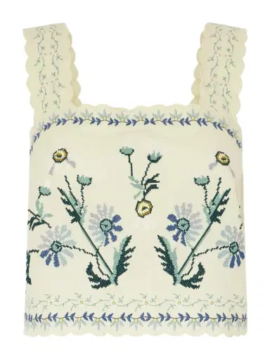 Sea Audra Scalloped Embroidered Cotton And Linen-blend Top | Thumbnail 1 Sea Audra Scalloped Embroidered Cotton And Linen-blend Top | Thumbnail 1