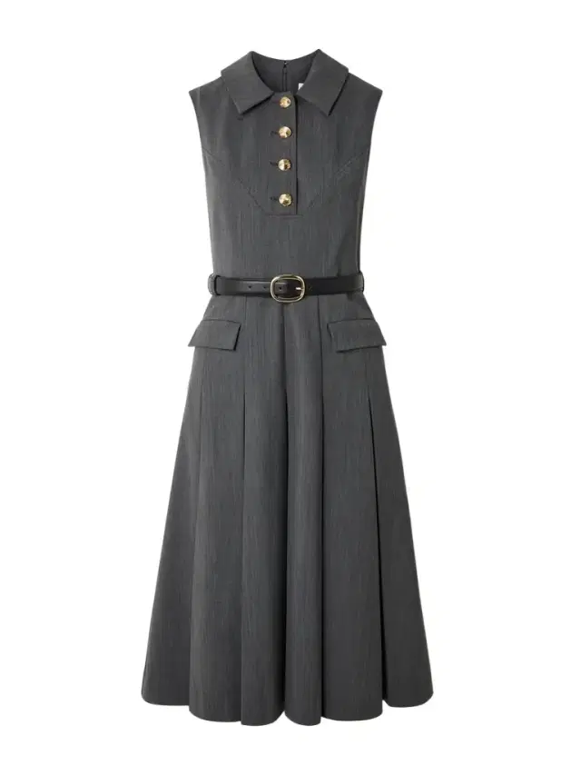Belted Pleated Leather-trimmed Wool-blend Midi Dress Belted Pleated Leather-trimmed Wool-blend Midi Dress