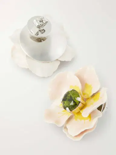 Simone Rocha Blooming Poppy Silver-tone, Crystal And Enamel Earrings | Thumbnail 3 Simone Rocha Blooming Poppy Silver-tone, Crystal And Enamel Earrings | Thumbnail 3