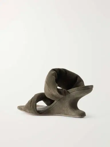 Rick Owens Twisted Cantilever Suede Wedge Mules | Thumbnail 3 Rick Owens Twisted Cantilever Suede Wedge Mules | Thumbnail 3