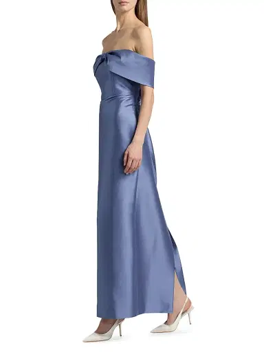 SACHIN & BABI Women's Michelle Bow Satin Gown - Twilight - Size 14 | Thumbnail 2 SACHIN & BABI Women's Michelle Bow Satin Gown - Twilight - Size 14 | Thumbnail 2