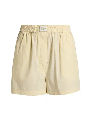 Simkhai Women's Sarah Cotton Shorts - Buttercream Stripe - Size Large | Thumbnail 1 Simkhai Women's Sarah Cotton Shorts - Buttercream Stripe - Size Large | Thumbnail 1
