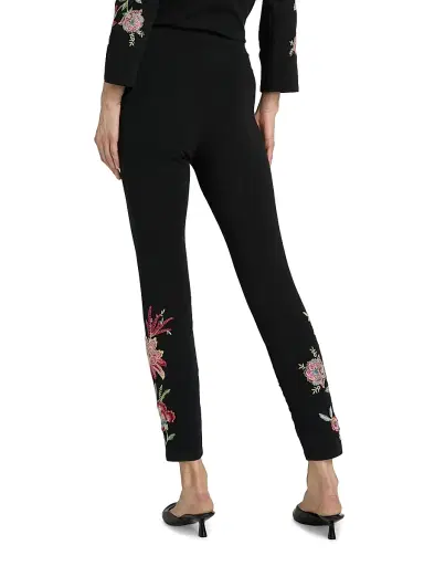Johnny Was Women's Junie Embroidered Stretch-Cotton Leggings - Black | Thumbnail 5 Johnny Was Women's Junie Embroidered Stretch-Cotton Leggings - Black | Thumbnail 5