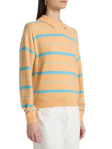 Guest in Residence Women's Collegiate Striped Cashmere Polo Top - Sorbet Combo | Thumbnail 4 Guest in Residence Women's Collegiate Striped Cashmere Polo Top - Sorbet Combo | Thumbnail 4