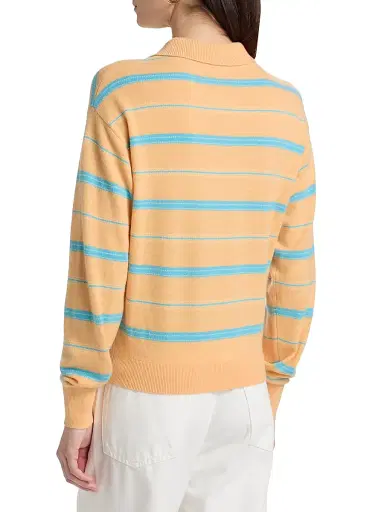 Guest in Residence Women's Collegiate Striped Cashmere Polo Top - Sorbet Combo | Thumbnail 5 Guest in Residence Women's Collegiate Striped Cashmere Polo Top - Sorbet Combo | Thumbnail 5