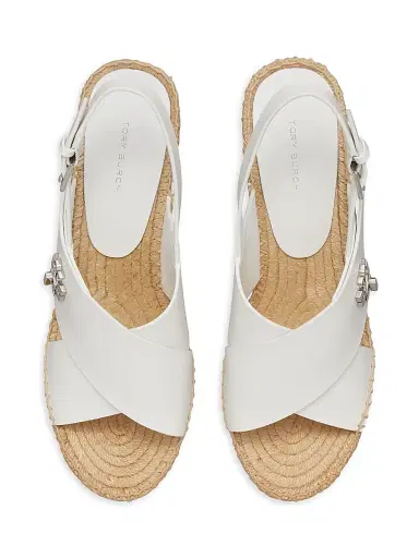 Tory Burch Women's 85MM Turn-Lock Espadrille Wedge Sandals - Bianco Laredo - Size 9.5 | Thumbnail 3 Tory Burch Women's 85MM Turn-Lock Espadrille Wedge Sandals - Bianco Laredo - Size 9.5 | Thumbnail 3