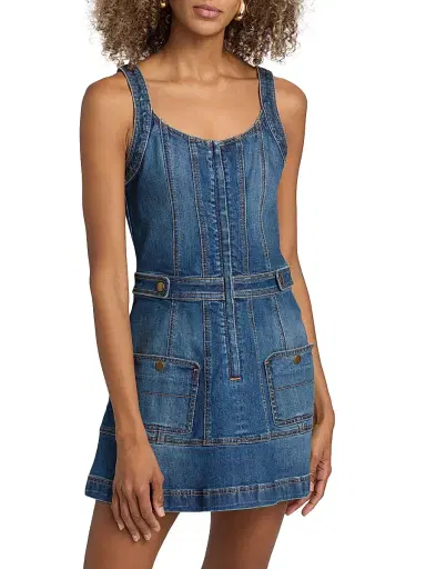 Ramy Brook Women's Karla Cotton Denim Minidress - Medium Wash | Thumbnail 3 Ramy Brook Women's Karla Cotton Denim Minidress - Medium Wash | Thumbnail 3