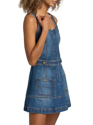 Ramy Brook Women's Karla Cotton Denim Minidress - Medium Wash | Thumbnail 4 Ramy Brook Women's Karla Cotton Denim Minidress - Medium Wash | Thumbnail 4