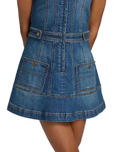 Ramy Brook Women's Karla Cotton Denim Minidress - Medium Wash | Thumbnail 6 Ramy Brook Women's Karla Cotton Denim Minidress - Medium Wash | Thumbnail 6