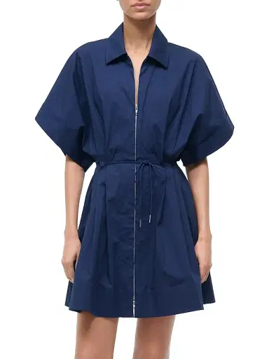 Staud Women's Cori Zip Mini-Shirtdress - Navy - Size XL | Thumbnail 2 Staud Women's Cori Zip Mini-Shirtdress - Navy - Size XL | Thumbnail 2