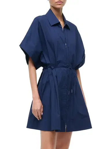 Staud Women's Cori Zip Mini-Shirtdress - Navy - Size XL | Thumbnail 3 Staud Women's Cori Zip Mini-Shirtdress - Navy - Size XL | Thumbnail 3